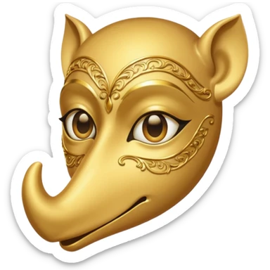Gold mask covering only eyes with a long nose sticker