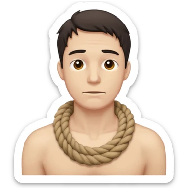 A man hung by his neck with a rope sticker