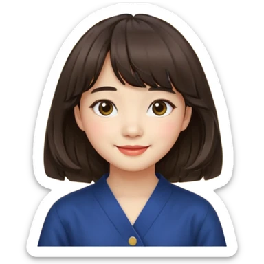 Korean girl with medium hair and curtain bangs sticker