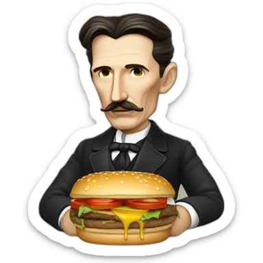 Nikola tesla eats hamburger sticker
