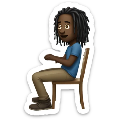 Black guy with dreads sitting down on chair playing on computer  sticker