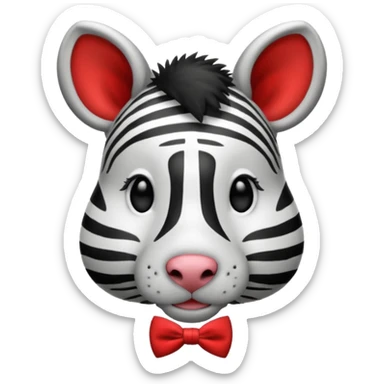 Zebra with a red bow tie sticker