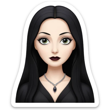 morticia addams black eyes sticker