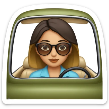 Emojis de carros y una mujer a dentro  sticker