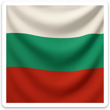 Create a wavy Bulgarian flag with white on top, green in the middle, and red at the bottom. Keep the design simple and clear, preserving the original flag's straightforward style. sticker