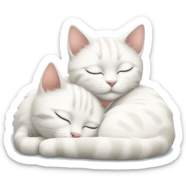 two white cats sleeping curled up next to each other sticker