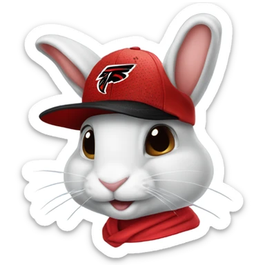 Bunny wearing an Atlanta falcons hat sticker
