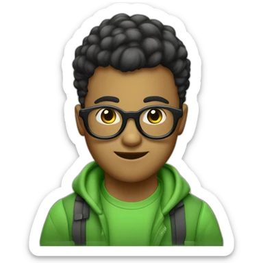 garçon lunettes rondes cheveux noirs bouclés yeux verts sticker