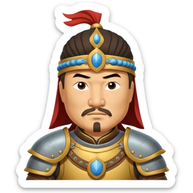 portrait of Genghis Khan in armor rotated 45 degrees to the right sticker
