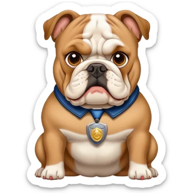 bulldog with a security badge sticker