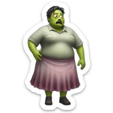 fat zombie wearing a skirt hyperrealistic sticker