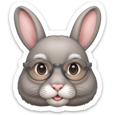 Bunny bust with eyeglasses sticker