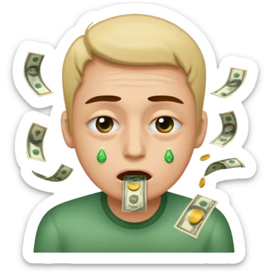 money eyes vomiting sticker
