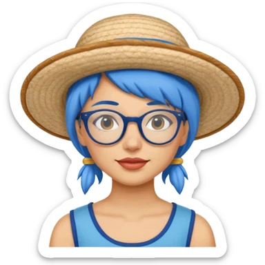 woman glassess, fat venice gondolier with iconic hat and blue hair woman sticker