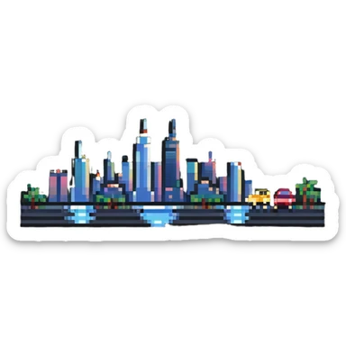 GTA 6 inspired city skyline pixel art emoji sticker