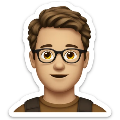 young XIXth Man with round glasses, short brown hair sticker