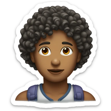 Girl with curly hair kissing man sticker