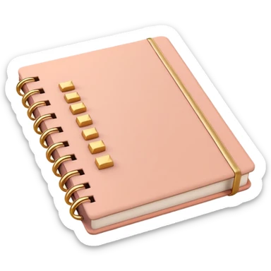 modern elegant planner with checkmarks emoji, 3D style, pastel terracotta pink and gold, clean design sticker