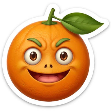 Orange with ugly face sticker