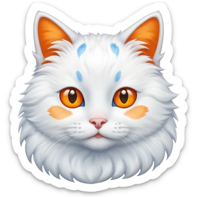 gato blanco con manchas naranjas y ojos azules sticker
