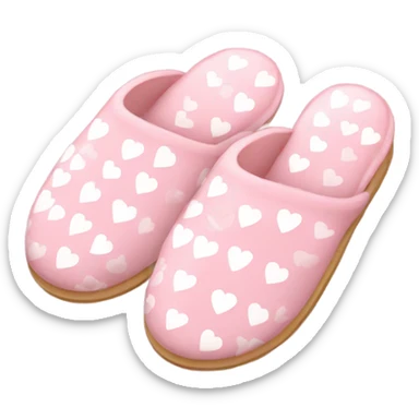 Light pink slippers with small white hearts sticker