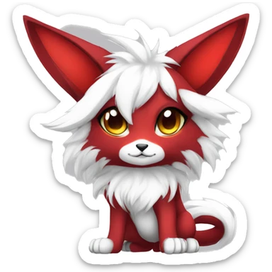 Anthro-Edgy-Cool-White-Red-Contrast-Colors-Fantasy-Fur-Sona-Chibi-Shiny-Fakémon-Hybrid full body sticker