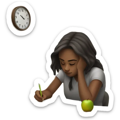 A girl studying for exam (she’s so tired) sticker