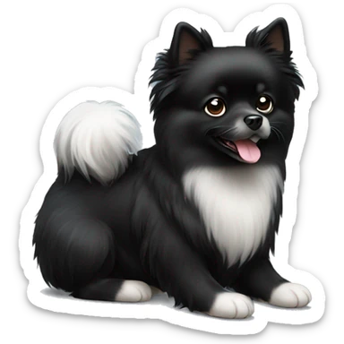 Black pomeranian dog with white stripe sticker