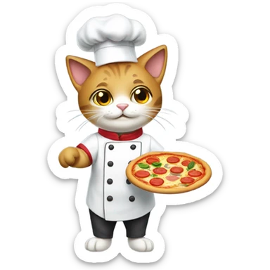 cat chef cooking pizza  sticker