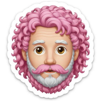 very white bearded pink curly haired  sticker