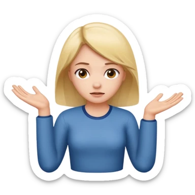 girl shrugging and a 6 above her right hand and a 7 above her left hand  sticker