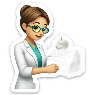 Chica trabajando en una farmacia sticker
