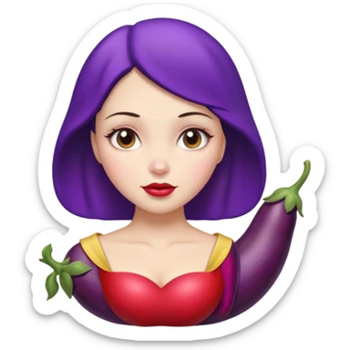 Snow white with eggplant sticker
