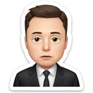 elon musk sad offended by something with some small tears under his eyes sticker
