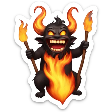 Krampus in flammen sticker