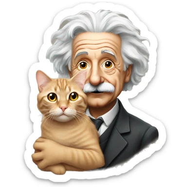 albert einstein with cat sticker