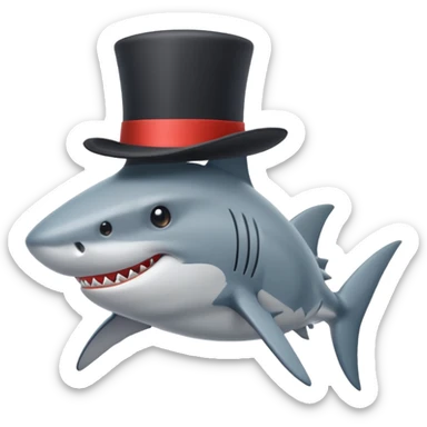 Shark with a top hat sticker