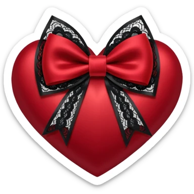heart with a bow, goth sticker