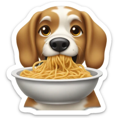 Dog eating spaghetti  sticker