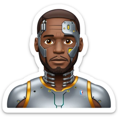 Lebron James as a half robot/cyborg AI  sticker
