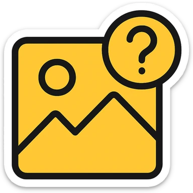 minimal image placeholder emoji icon with yellow color and a question mark overlay sticker