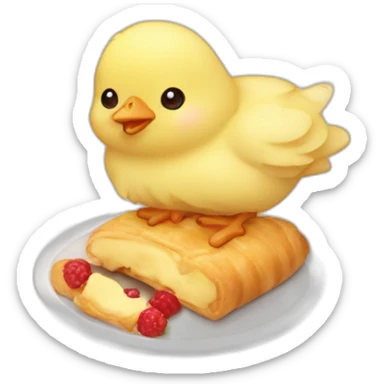 Little chick eating pastry sticker