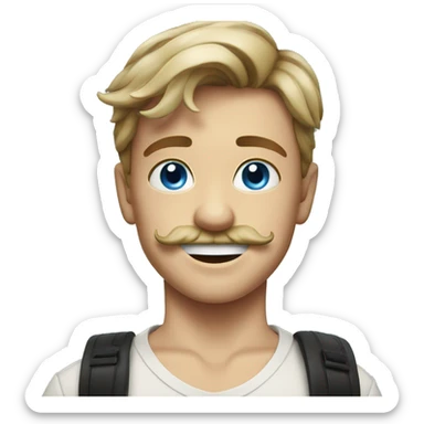 australian boy with mustache, surfer , blue eyes sticker