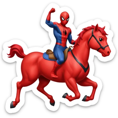spiderman riding horse red sticker