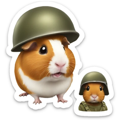 traumatised guinea pig with soldier helmet slightly askew sticker