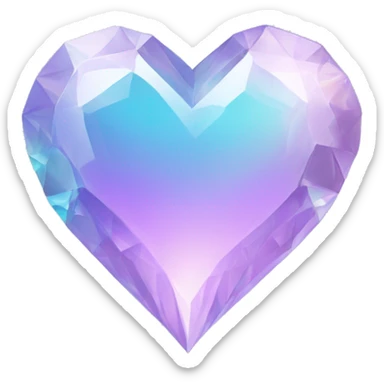 pastel lilac and cyan gradient iridescent crystal heart sticker
