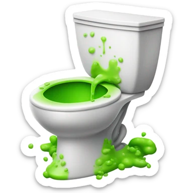 Toilet with green vomit sticker