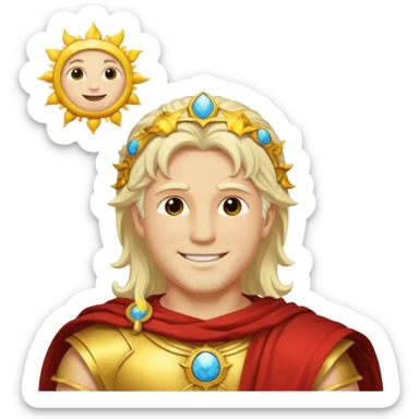 Apollo, Sun God from Rome Mythology with long platinum blonde hair, pale yellow outfit sticker