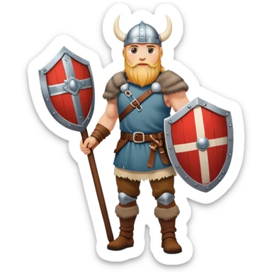 full-length Norwegian Viking with shield sticker
