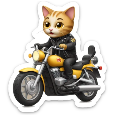 Cat riding motorcycle sticker
